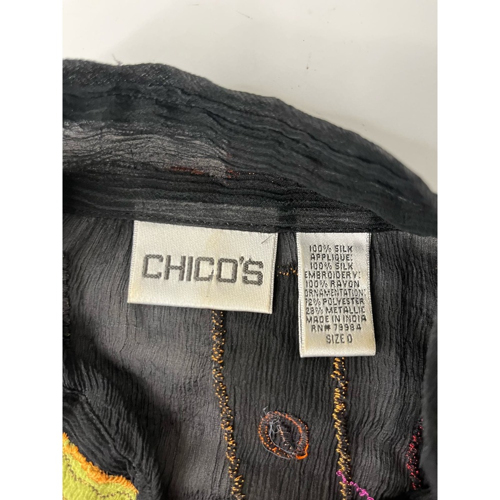 Chicos Women's 0 Full Zip Patchwork Chiffon‎ Jack… - image 6